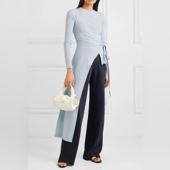 The ROW - Gala Silk Satin Wide Leg Pants Navy - Picture 1 of 3